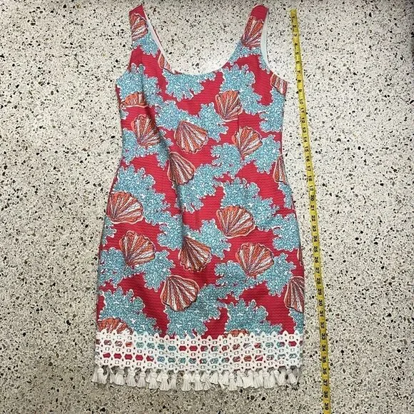 Lilly Pulitzer Thompson tassel dress pink blue watermelon 12 shell - Picture 7 of 9